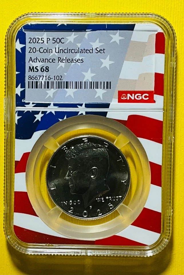 2025 P&D Kennedy NGC MS 68 meio dólar lançamentos avançados etiqueta de núcleo de bandeira rara - Imagem 4 de 4