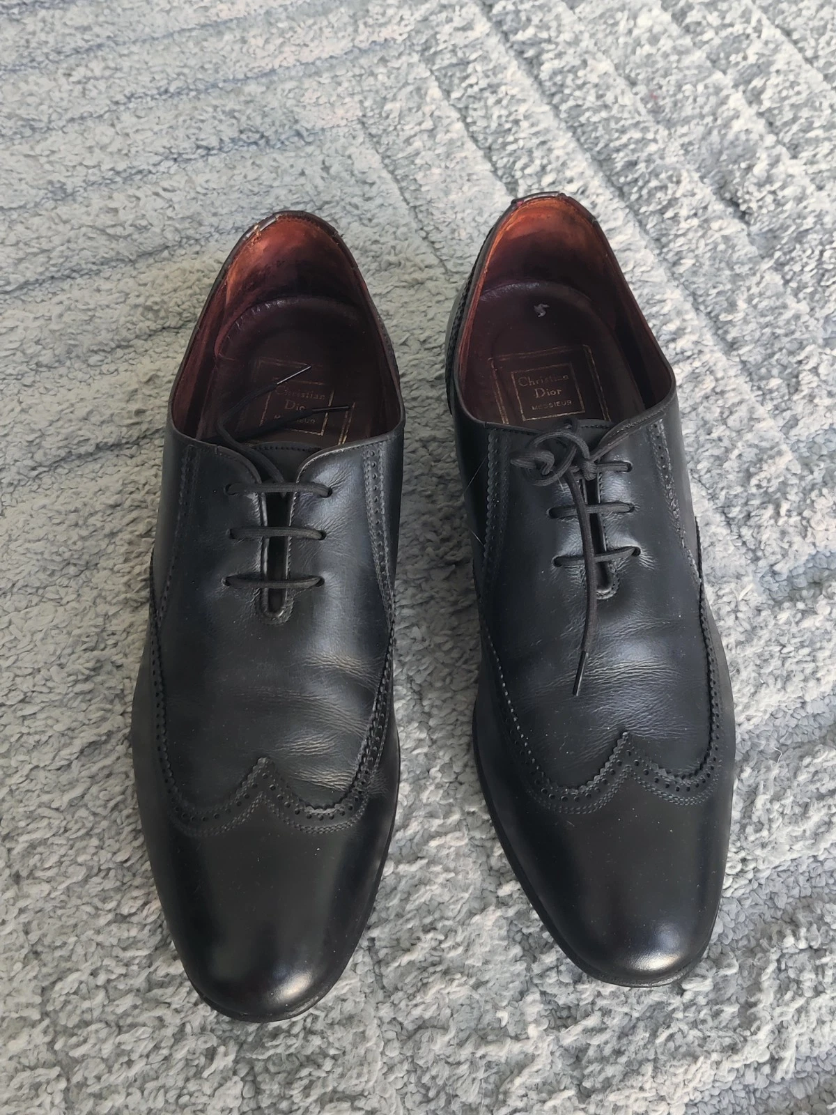 Christian Dior MONSIEUR homme Oxfords cuir noir bout d'aile Oxford taille 8