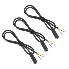 3pcs 3.5mm Female Jack 1/8" TRS 3 Plug 32.5mm 28AWG Pole Cable, 9.8inches