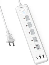 2 Prong Power Strip, 2 Prong to 3 Prong Outlet Adapter, 5Ft Extension Cord with