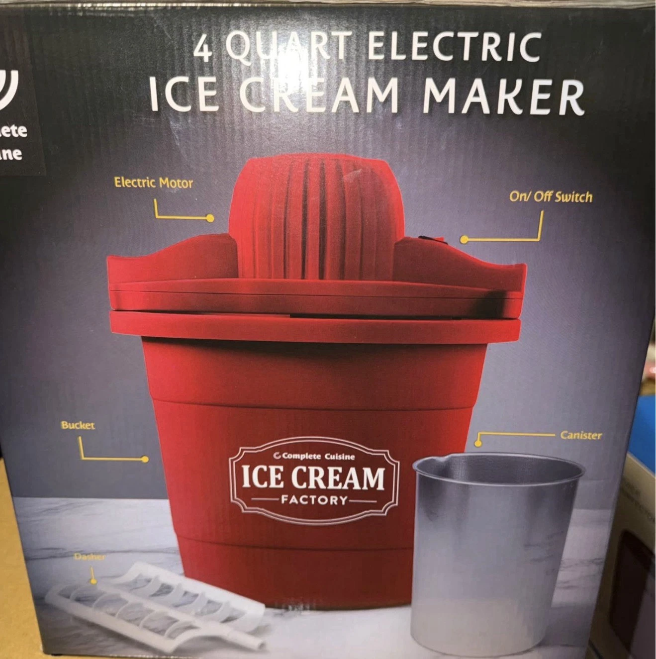 4 Quart Electric Ice Cream Maker- Complete Cuisine Ice Cream Factory- Brand New
Opens in a new windo
