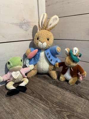 VTG Lot Of 3 Eden Beatrix Potter Plush Peter Rabbit Benjamin Bunny Jeremy Fisher