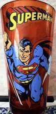 Red Superman Glass, Beer Drinking Glass 16oz DC Comics