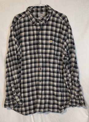 Carhartt Black White Plaid Long Sleeve Men s 3XL  Relaxed Fit Botton Shirt 