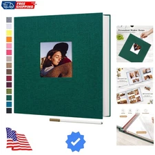 Large Photo Album Self Adhesive 4x6 5x7 8x10 Pictures Linen Cover 80 Blank Pa...