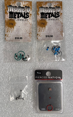 Body Jewelry Lot - Morbid Metals Pierced Nation Nose Tongue Face Rings