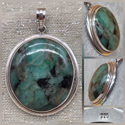 Vintage Sterling Silver 925 Agate/Quartz Oval Shape Pendant Only