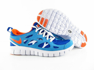 Nike Free Run 2.0 Laser Blue Safety Orange SAMPLE DD0163 400 US_3.5Y  Eur_35.5