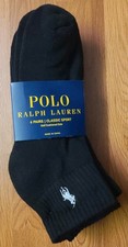 POLO Ralph Lauren 6 PAIRS Men's Low Cut Classic Sport Socks Black Size 10-13 NWT