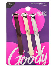 Goody Stay Tight Metal Hair Barrettes 3 Count Assorted Colors for All Day Wear