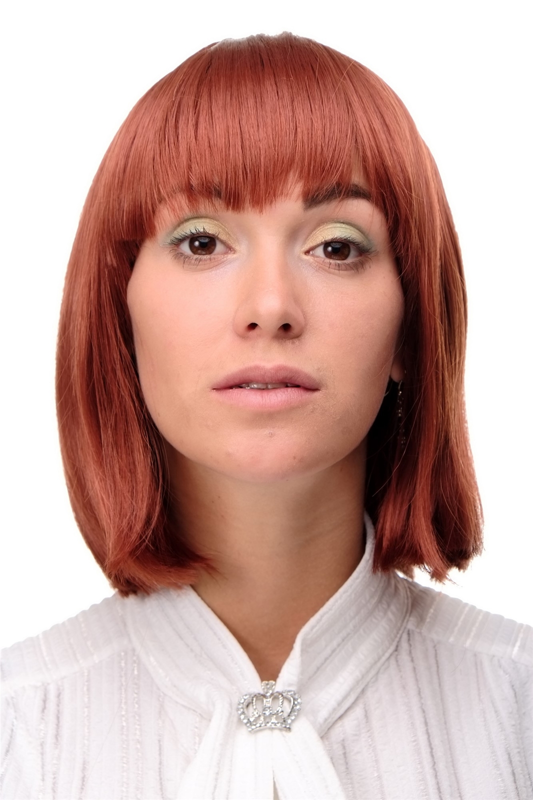 Wig Women's Short Bob Long Bob Pony Smooth Red Copper 7803-130