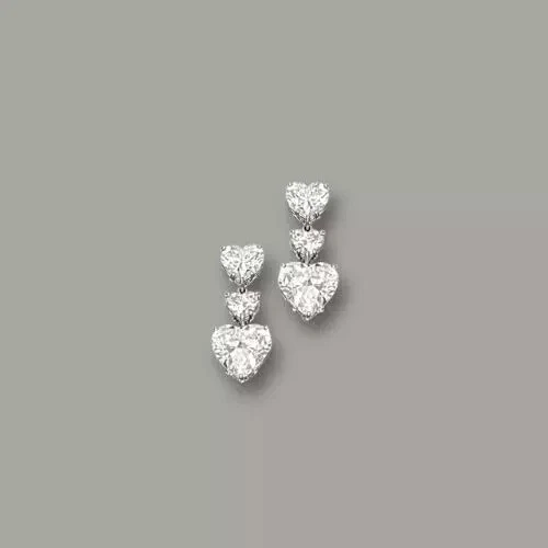 Drop/Dangle 2Ct Heart Lab Created Diamond Women's Earrings 14K White Gold Plated - Image 2 of 4