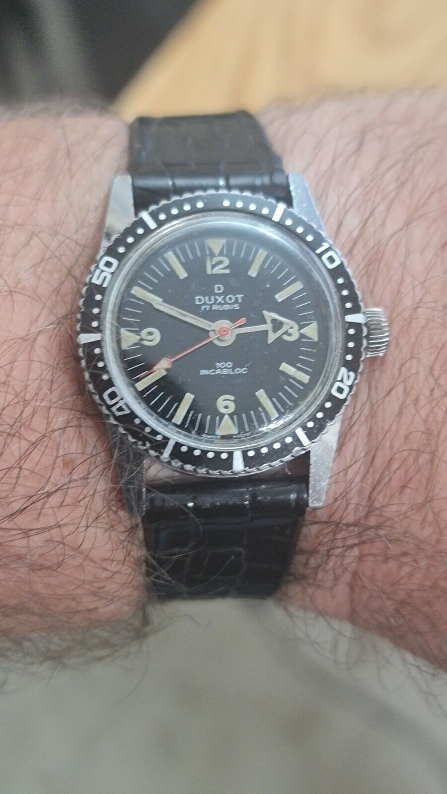 Rare Vintage Swiss made Duxot 3040 394 Diver 100m 17 rubin Watch