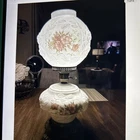 Milk Glass Hurricane Lamp W/Double Globe Dual Globe Light 22”H