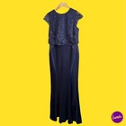 JOANNA HOPE Women's Bridesmaid Overlay Maxi Dress, Flounced Hem, Navy, UK 14