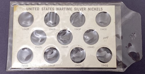 Capital C-1 United States Wartime Silver Nickels Cardboard Holder Vintage