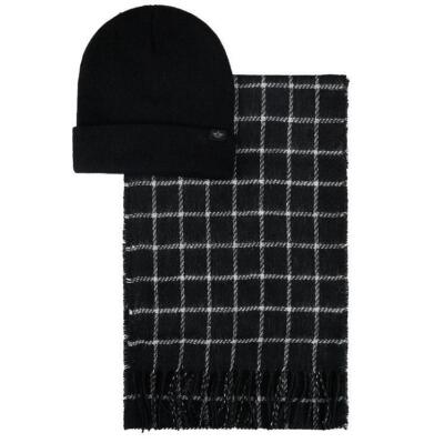 Men's Dockers Flat Knit Beanie Hat & Grid Scarf Cold Weather Boxed Set  NWT