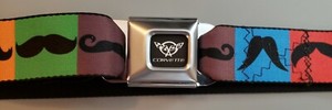 Buckle Down Corvette Seatbelt Fashion Belt Mustache Adjustable 24"-42" Colorful