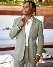NEW EXPRESS 248 SOLID GREEN SLIM KNIT SUIT JACKET SZ 38S
