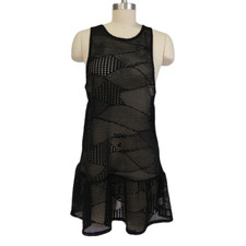 Miken Swim Cover Up Size S Dress Semi Sheer Round Neck Black Mesh Sleeveless
