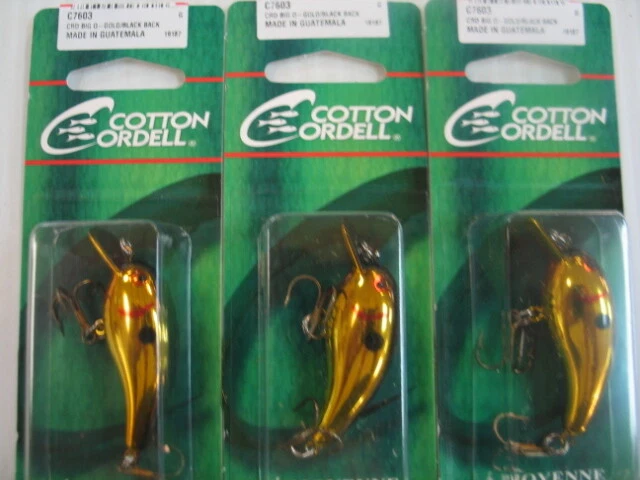 Lot Of 3 New Vintage Cotton Cordell Big O C7603 2" 1/4oz "GOLD / BLACK BACK"