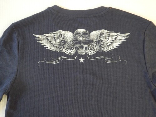Customs Car Garage Built Blue Long Sleeve Thermal Shirt Size Medium - Picture 6 of 6