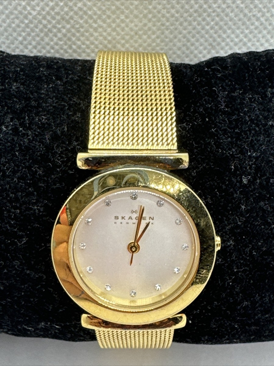 Skagen 107SGGD Women\'s Gold Tone Stainless Steel Analog Dial Quartz Watch AEA209 Skagen Diamond Quartz Gold Tone Watch - Etsy main image 2
