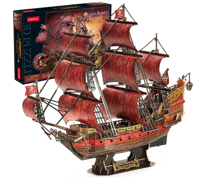 Rompecabezas 3D para Adultos Niños Láser Rojo Reina Ana Venganza 391 Piezas Genial Pirata Sh Foto 2 de 4