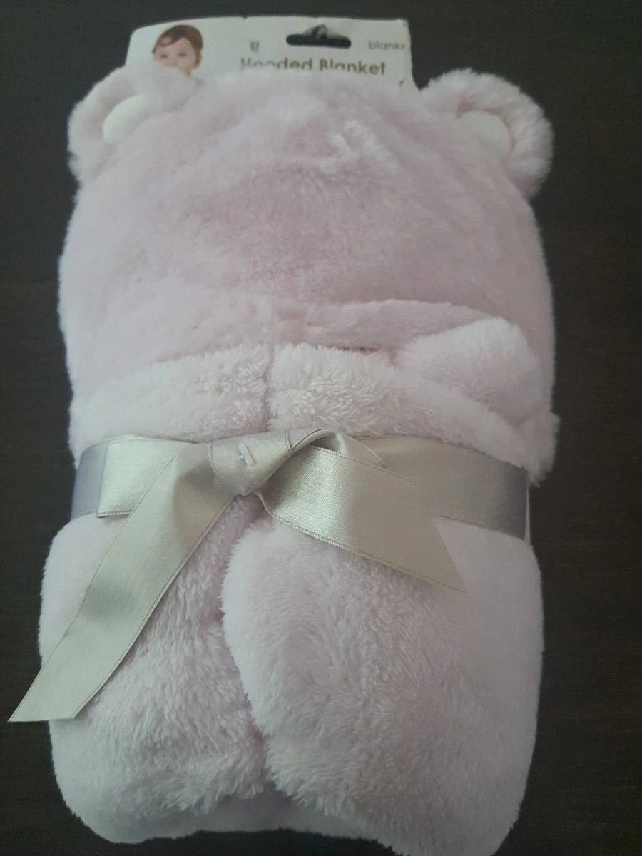 Blankets Beyond pink Bear Hooded Baby Blanket Soft Plush Lovey