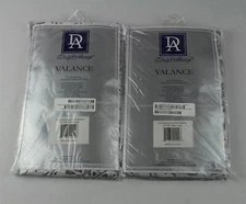 Set Of Two DriftAway Lucia Medallion Lined Window Valance – Grey – 52”W x 20”L