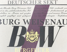 Vintage Burg Weisenau BW Burgfeuer German Sparkling Wine Bottle Label 3.25x4.5