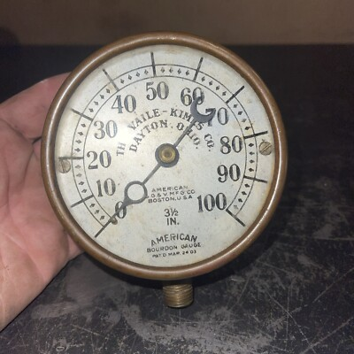 #ad #ad Antique 3.5” The Vaile Kimes Co Steam Gauge Locomotive Tractor Engine Dayton OH $130.50