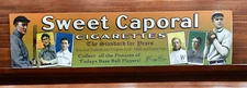 Sweet Caporal Tobacco Baseball 1/2in Wood Advertising Sign - 4"x16" Cobb