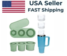 Ice Mold for Stanley Cup, Silicone Ice Cube Tray with Lid for 20 30 40 oz Green