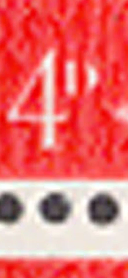 GB 1969 Machin 4d bermilion U/M tira marginal de tres, VARIEDAD/ERROR: abierto D Foto 2 de 4