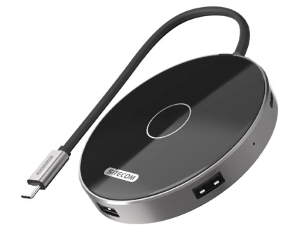 Sitecom CH-004 WIRELESS CHARGING USB-C HUB mit 4x USB-A + USB-C POWER DELIVERY 