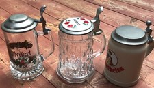 Bierkruge mit Zinndeckel ( 3 St&uuml;ck )