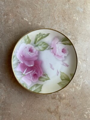 Rosenthal hand painted rose plate signed Aigle.