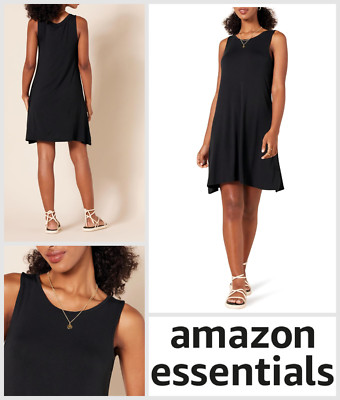 Amazon Essentials Tank Kleid Gr. M U-Ausschnitt ärmellos 95% Viskose - schwarz