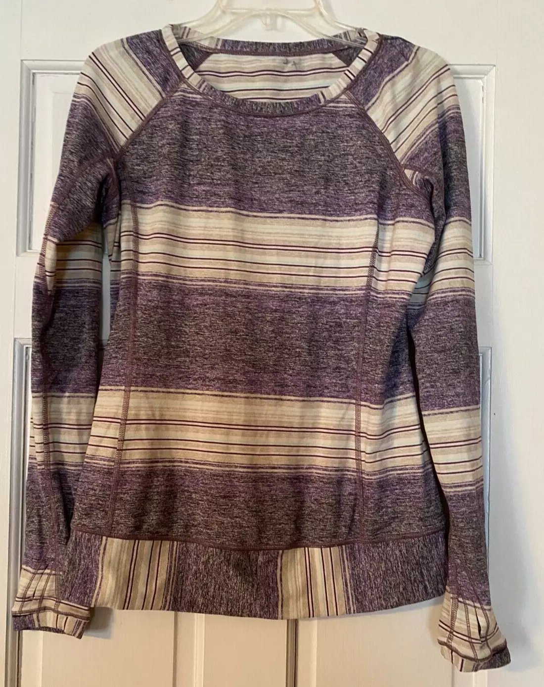 lululemon striped long sleeve pocket stretch activewear shirt
