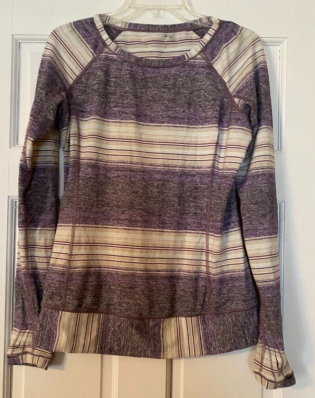 lululemon striped long sleeve pocket stretch activewear shirt