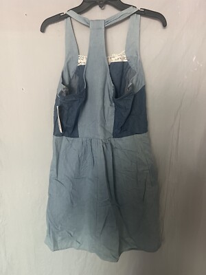 chinese dress ladies SELF PORTRAIT Blue Lace Collar Denim Mini Dress UK 10  Reliked