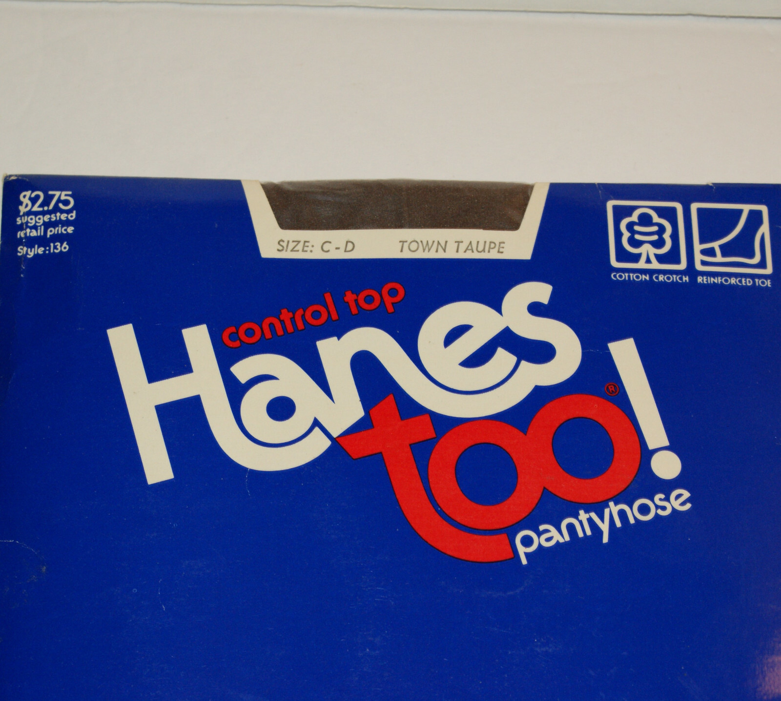 Hanes too! Pantyhose Control Top Vintage Style 136 Size CD Town Taupe