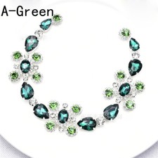 Shiny Rhinestone Applique Crystal Diamante Floral Chain Trimming Sew On Decor