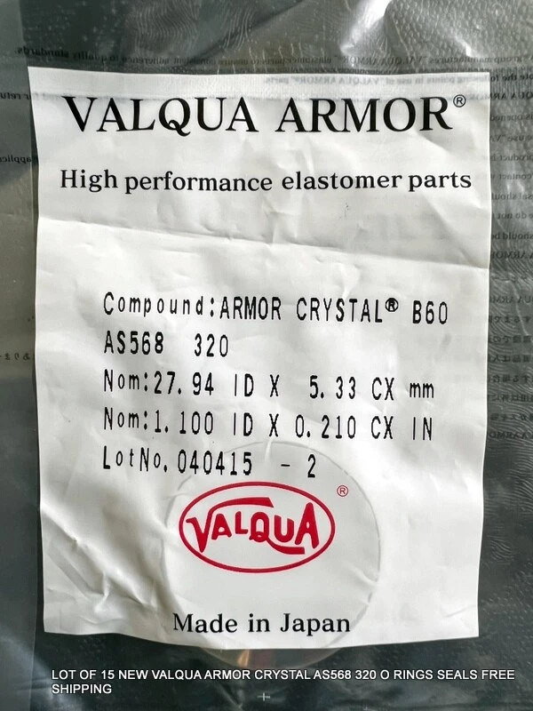 LOT OF 15 NEW VALQUA ARMOR CRYSTAL AS568 320 O RINGS SEALS FREE SHIPPING - Image 4 of 4