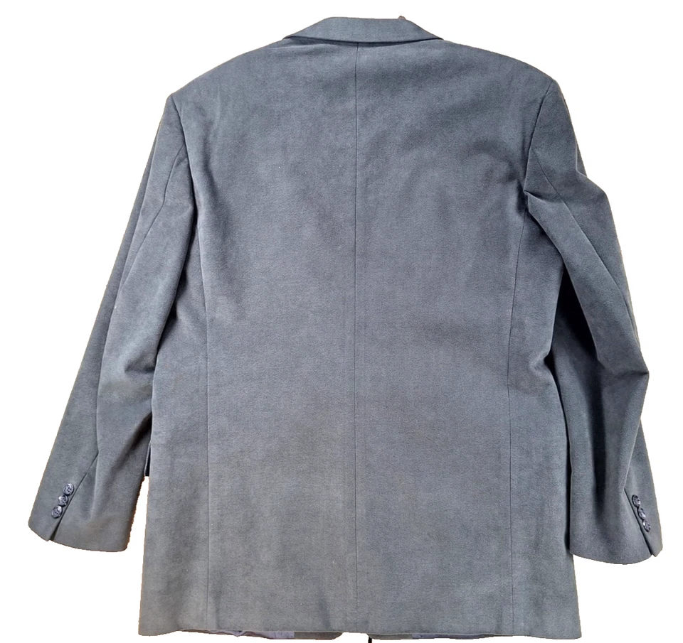 Jaqueta Adolfo Couture Masculina Tamanho 42R Micro Camurça Camurça Falsa Blazer Cinza Ardósia - Imagem 4 de 4