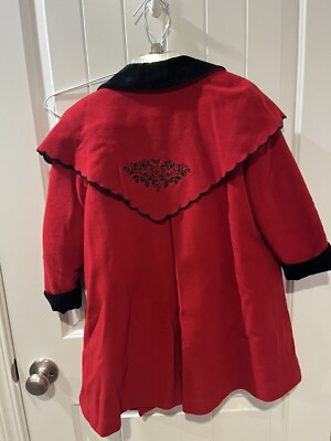 ジャケット・アウター 90s vintage deadstock goffa x wool coat Vintage Rothschild Velvet Trim Collared Wool Coat Size 4T