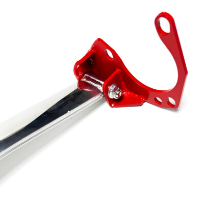 AOXOMS Front Upper Strut Tower Brace For 2006-2011 BMW E90 E92 320i 328i – Aluminum, Silver/Red, 1-Year Warranty