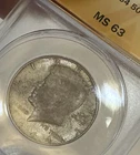 1964 P Kennedy Half Dollar MS63 ANACS Slab  | Obverse Toned 90% Silver JFK Coin!