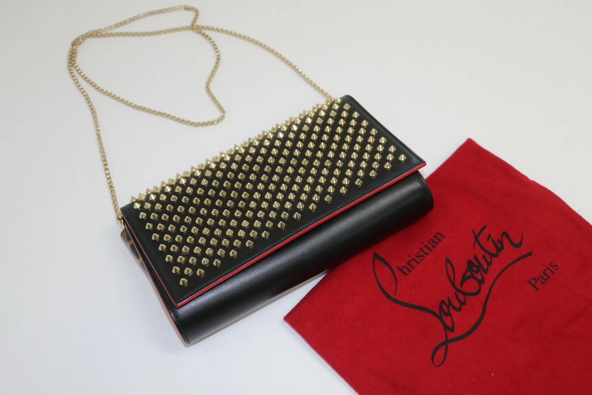 Christian Louboutin, Paloma black mini spikes clutch